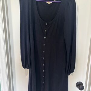 Boden Black Scoop Neck Bishop Sleeve Dress